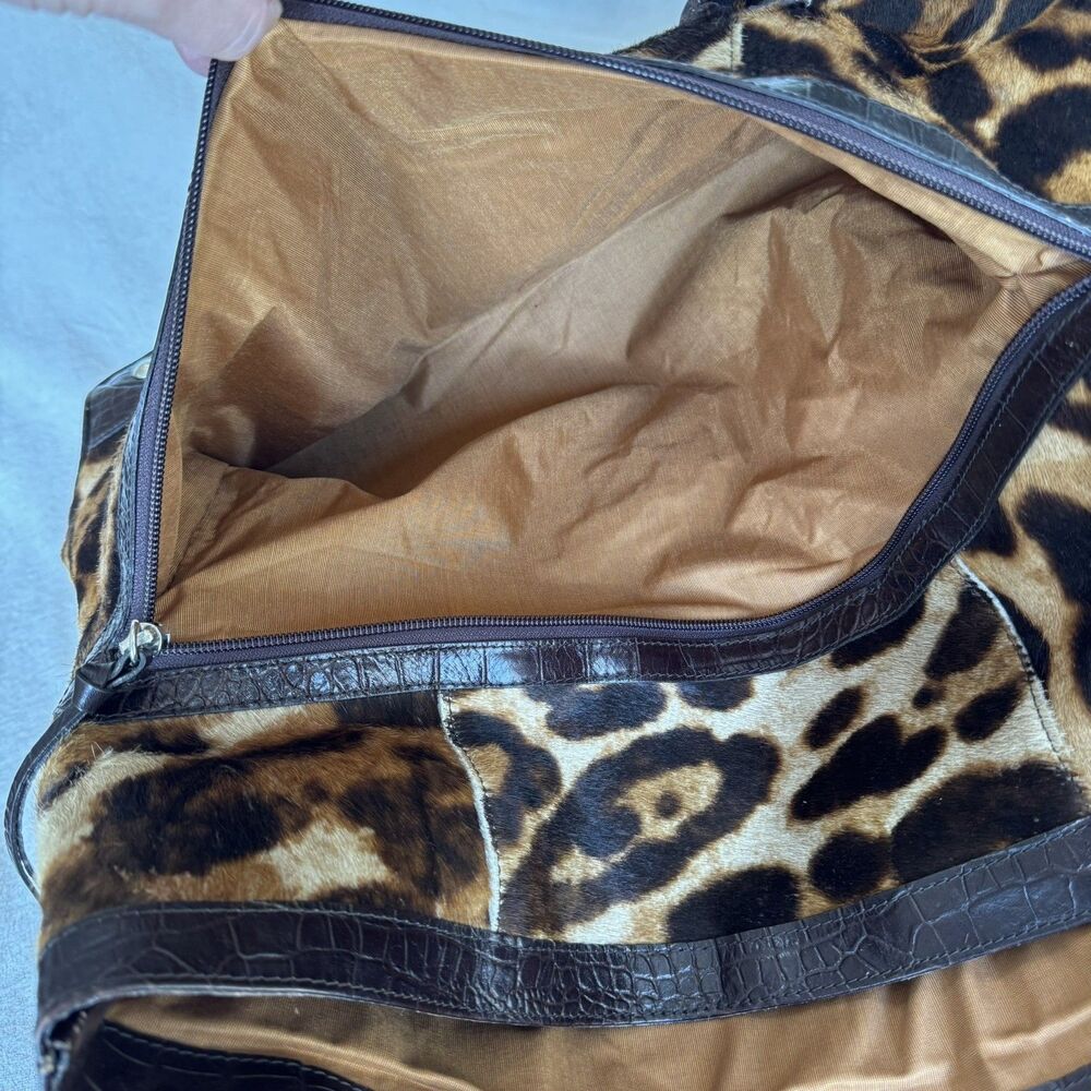 Maurizio Taiuti GENUINE LEATHER COWHIDE CALF HAIR Tote Handbag MADE IN ITALY - Picture 9 of 16